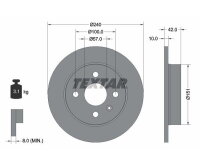 2x TEXTAR PRO Brake Discs for Rear Axle, 240 mm