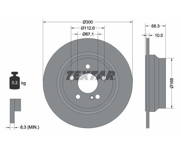 2x TEXTAR PRO+ Rear Brake Discs, 300 mm, for Mercedes