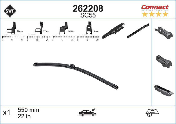 Scheibenwischer SWF 262208 Connect SC55 550 mm Flachbalken für Linkslenker