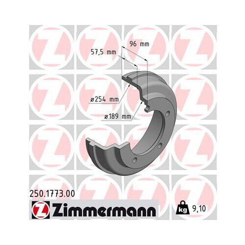 2x ZIMMERMANN Bremstrommel für Ford Transit FD FB FS FZ 250.1773.00