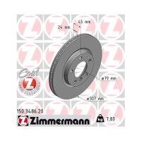 2x ZIMMERMANN Bremsscheibe COAT Z Ø307mm VORNE...