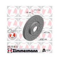 2x ZIMMERMANN Bremsscheibe SPORT Z Ø300mm VORNE...