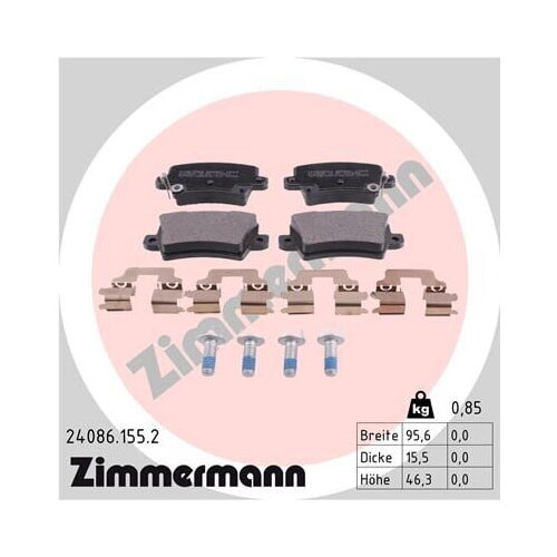 ZIMMERMANN Bremsbelagsatz für Honda Civic FN FK FD FA Bremsklötze Bremse hinten
