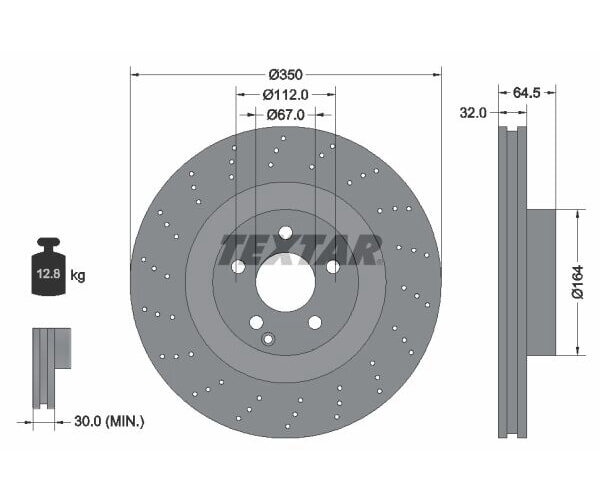 1x TEXTAR Bremsscheibe PRO+ Ø350mm VORDERACHSE für Mercedes E-Klasse S-Klasse SL
