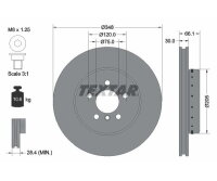 1x TEXTAR Bremsscheibe PRO+ Ø348mm Vorne für BMW 5 F10 F11 6 F12 F13 F06