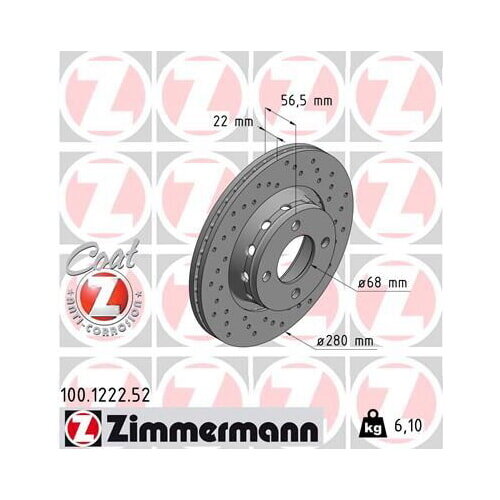 2x ZIMMERMANN Bremsscheibe SPORT Z Ø280mm VORDERACHSE für AUDI 80 (B4) CABRIO (B3)