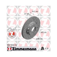 2x ZIMMERMANN Bremsscheibe SPORT Z Ø280mm VORDERACHSE für AUDI 80 (B4) CABRIO (B3)