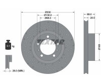 1x TEXTAR Bremsscheibe PRO+ Vorderachse links Ø 330mm für Porsche