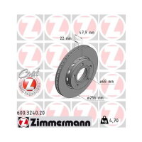 2x ZIMMERMANN COAT Z Brake Disc, Rear Axle, 256 mm