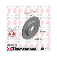2x ZIMMERMANN Bremsscheibe Hinterachse Ø 283mm 610.1200.20