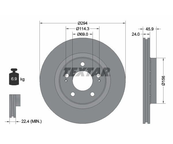 2x TEXTAR Bremsscheibe PRO Vorderachse Ø 294mm 92135203