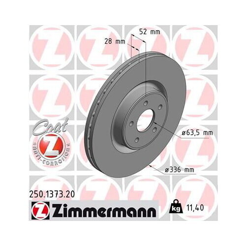 1x ZIMMERMANN Bremsscheibe Vorderachse Ø 336mm für Ford 250.1373.20