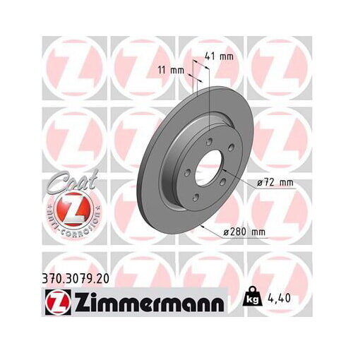 2x ZIMMERMANN Bremsscheibe Hinterachse Ø 280mm für Mazda 370.3079.20