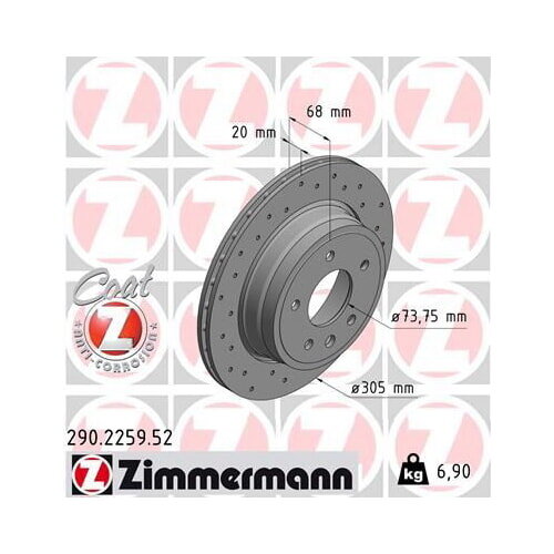 2x ZIMMERMANN Bremsscheibe SPORT Z Hinten Ø 305mm für JAGUAR XK XJ XJSC