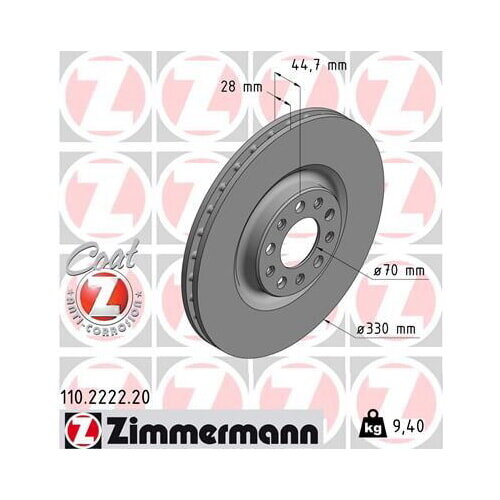 2x ZIMMERMANN COAT Z Front Brake Discs, 330 mm, for Alfa Romeo Stelvio