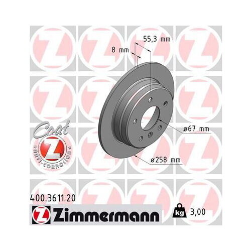 2x ZIMMERMANN Bremsscheibe COAT Z Hinterachse Ø 258mm für Mercedes Benz 400.3611.20