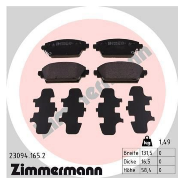 ZIMMERMANN Bremsbelagsatz für Honda Accord Nissan Almera Primera MG Beläge vorne