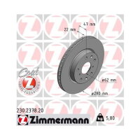 2x Zimmermann Bremsscheibe Vorderachse Ø 280mm für Fiat 230.2378.20