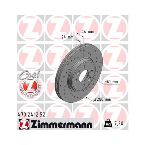 2x ZIMMERMANN Bremsscheibe SPORT Z Vorderachse Ø 280mm für RENAULT