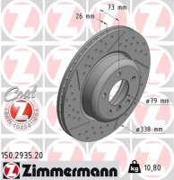 1x ZIMMERMANN Bremsscheibe COAT Z Ø338mm für BMW 1er E82-88 3er E90-93