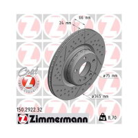 1x Bremsscheibe hinten 345mm für BMW 1er 2er 3er 4er Zimmermann Formula F