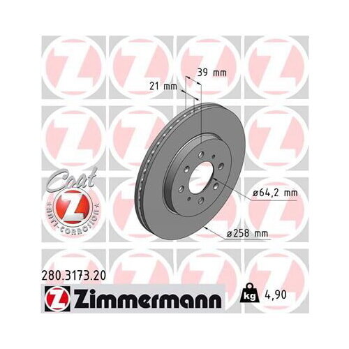 2x Bremsscheiben vorne 258mm für Honda Jazz II City Zimmermann Coat Z