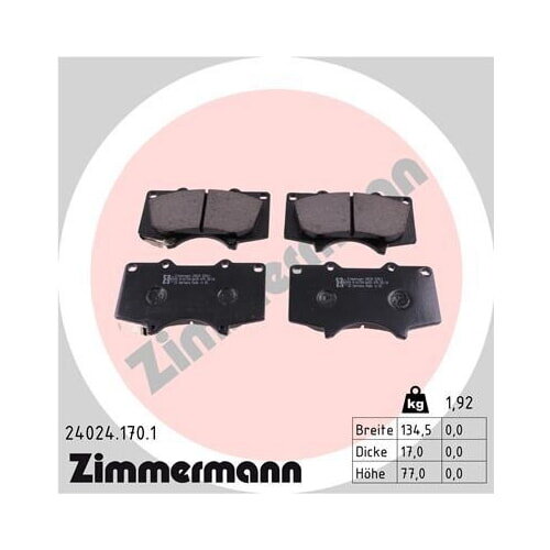 ZIMMERMANN Bremsbeläge VORDERACHSE für TOYOTA MITSUBISHI LAND CRUISER PRADO