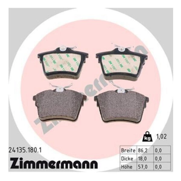 ZIMMERMANN Bremsbelagsatz für Peugeot 607 407 Citroen C5 III Evasion hinten