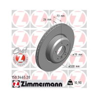 1x ZIMMERMANN Bremsscheibe COAT Z Vorderachse Ø 338mm für BMW