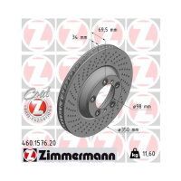 1x ZIMMERMANN Bremsscheibe COAT Z Vorderachse links Ø 350mm für Porsche