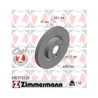 2x ZIMMERMANN COAT Z Brake Disc, Front Axle, Ø 300 mm, for Volvo