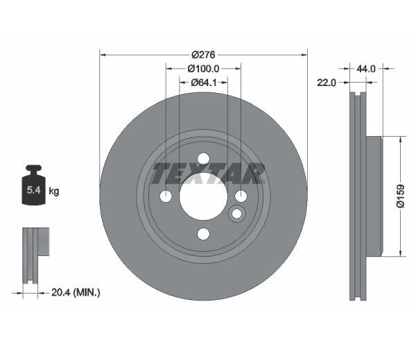 2x TEXTAR Bremsscheibe PRO Vorderachse Ø 276mm für MINI