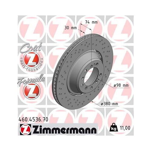 1x ZIMMERMANN Bremsscheibe FORMULA Z Ø 380mm für Porsche 460.4536.70