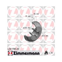 2x ZIMMERMANN Bremstrommel für Opel 430.1785.00...