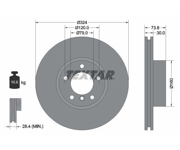 1x TEXTAR Bremsscheibe PRO+ Vorderachse Ø 324mm für BMW