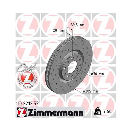 Sport Bremsscheibe vorne 305x28 mm gelocht für Alfa Romeo ZIMMERMANN 110.2212.52
