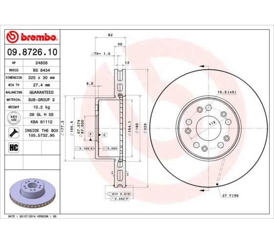 2x BREMBO Bremsscheibe Ø 320mm VORDERACHSE für MERCEDES S-KLASSE W140 C140