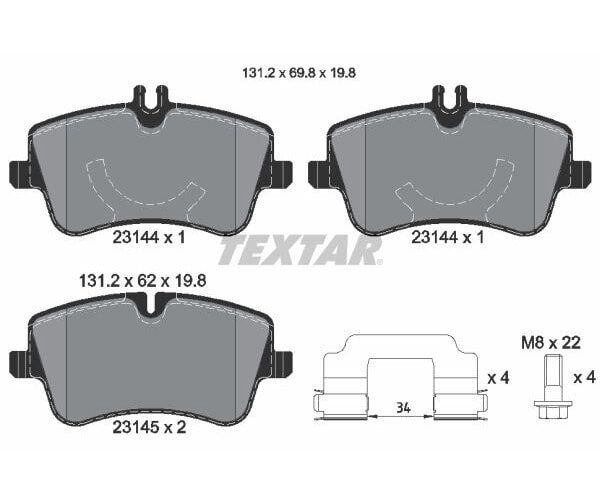 TEXTAR Bremsbelagsatz Bremsbeläge Vorderachse für MERCEDES