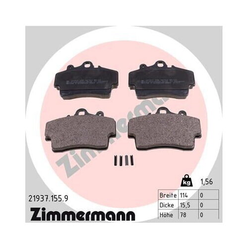 ZIMMERMANN Bremsbelagsatz für Porsche Boxster Cayman 986 987 Bremse vorne