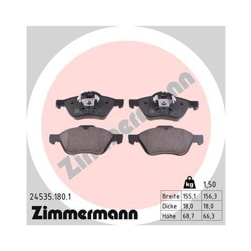ZIMMERMANN Bremsbelagsatz, Scheibenbremse für Renault Megane 2 BMCM LM KM Clio 3