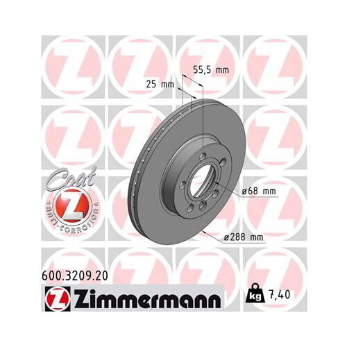 2x ZIMMERMANN Bremsscheibe Ø288mm VORNE für GALAXY SHARAN VW ALHAMBRA SEAT