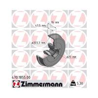 1x Bremstrommel hinten 203mm für Dacia Logan Renault Sandero Zimmermann