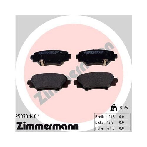 ZIMMERMANN Bremsbelagsatz Bremsbeläge HINTERACHSE für MAZDA