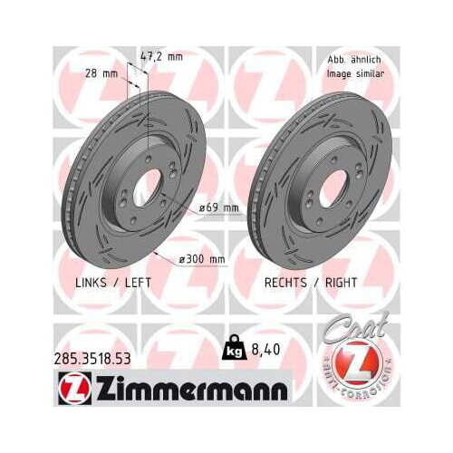2x Zimmermann Bremsscheibe Vorderachse Ø 300mm für Hyundai Kia 285.3518.53