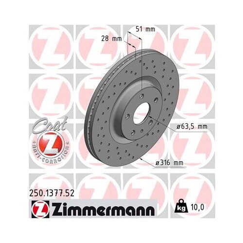 1x ZIMMERMANN Bremsscheibe SPORT Z Vorderachse rechts Ø 316mm für FORD