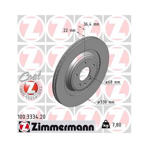 2x ZIMMERMANN Bremsscheibe COAT Z Hinterachse 330mm