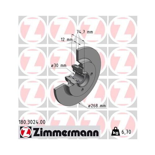1x ZIMMERMANN Bremsscheibe Ø268mm Hinterachse für CITROEN PEUGEOT DS