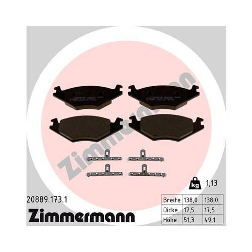 ZIMMERMANN Bremsbelagsatz Bremsbeläge VORDERACHSE für SEAT VW
