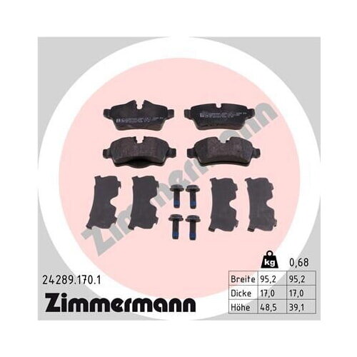 ZIMMERMANN Bremsbeläge Hinterachse für MINI CLUBMAN CLUBVAN R56 R57 R58 R59
