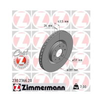 2x ZIMMERMANN Bremsscheibe VORNE Ø281mm für ALFA ROMEO FIAT LANCIA